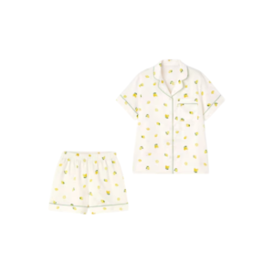 GU Satin Pajamas [Lemon] (Short-Sleeved Top & Shorts)