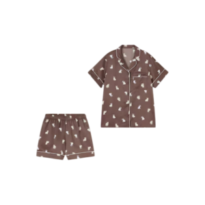 GU Satin Pajamas [Dog] (Short-Sleeved Top & Shorts)