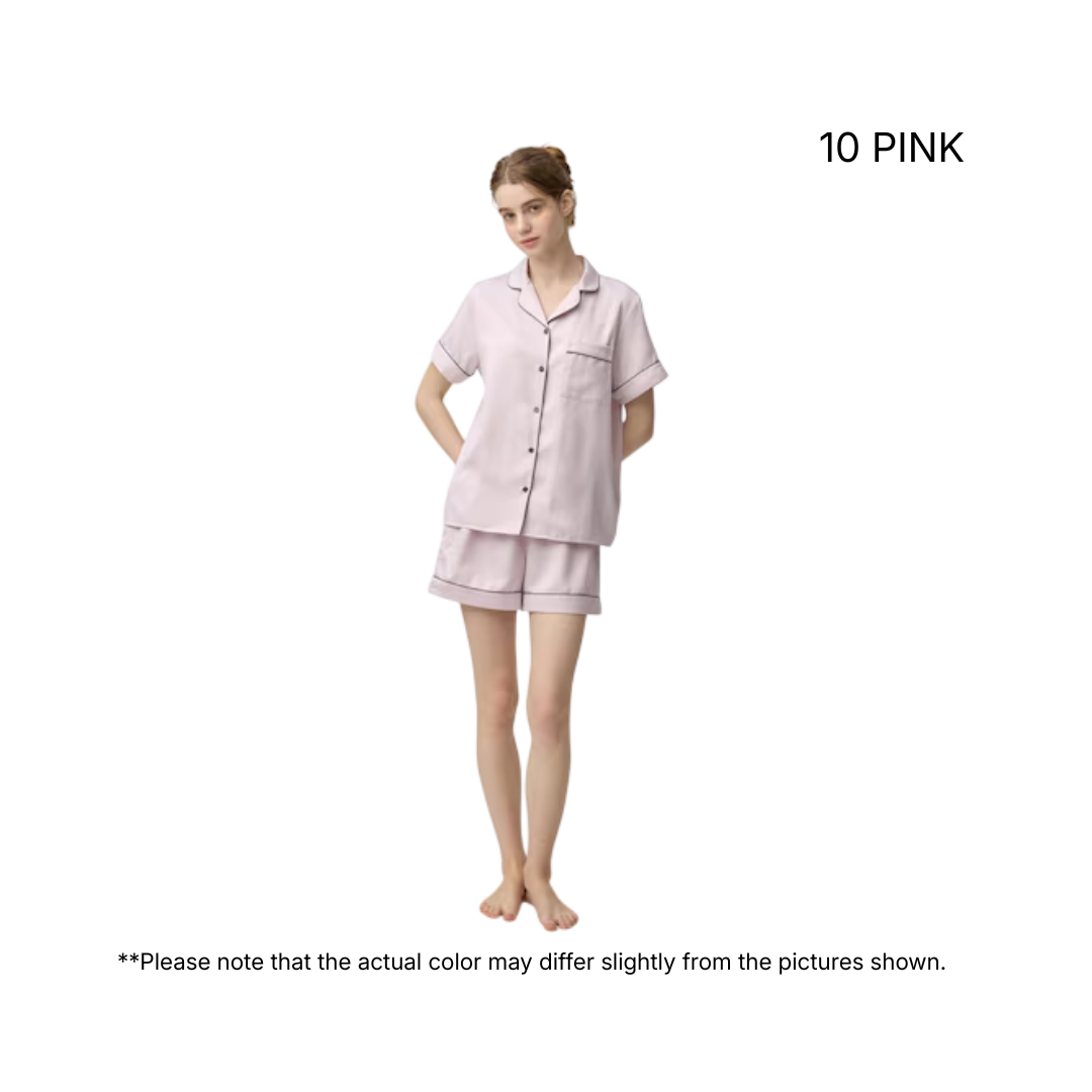 GU Satin Pajamas (Short-Sleeved Top & Shorts) - Image 2